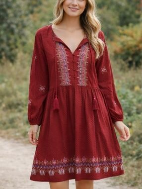 Knox Rose Boho Embroidered Dress – Size Medium